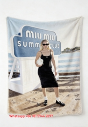 Miumiu Black White Light Blue Flannel Sofa Throw Blanket – Printed Summer Club Event IMG_0551